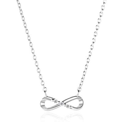 Halskette Infinity Diamant Damen Beliebtes Gold K18 925 Silber Made in Japan Geschenkbox Geschenk Hochzeit Accessoire John Luke [JOHNLUKE] ne_infinity_PLT