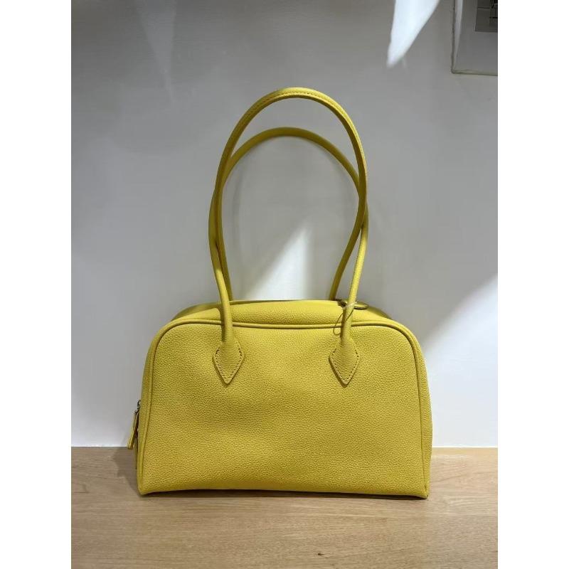 Of Genuine Leather 2026 New Minimalist Style Boston Pillow Bag Large Capacity Cowhide Armpit Tote Bag Shoulder Bag Small Bag
