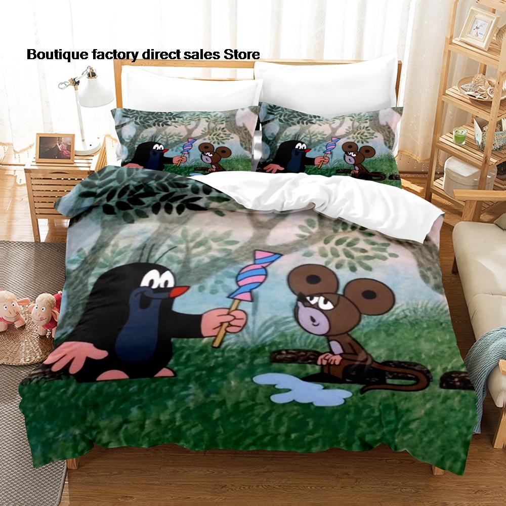 3D-gedrucktes Die kleine Maulwurf Bettwäsche-Set Bettbezug Kissenbezug Für Kinderzimmer Dekoration Einzelbett Doppelbett Queen Size King Size Bettwäsche