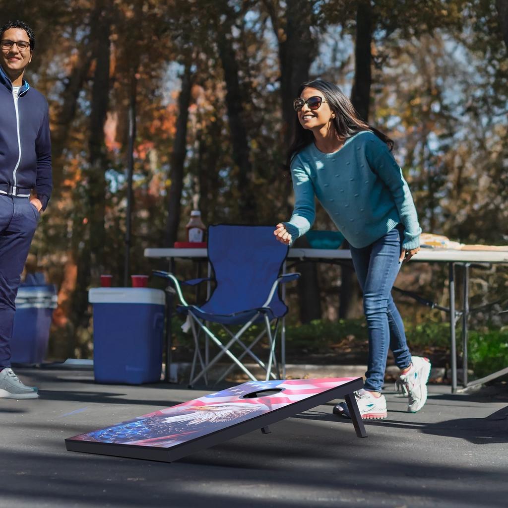 3x2ft Cornhole Set Portable Corn Hole Toss Game Board Wood with 8 Bean Bag