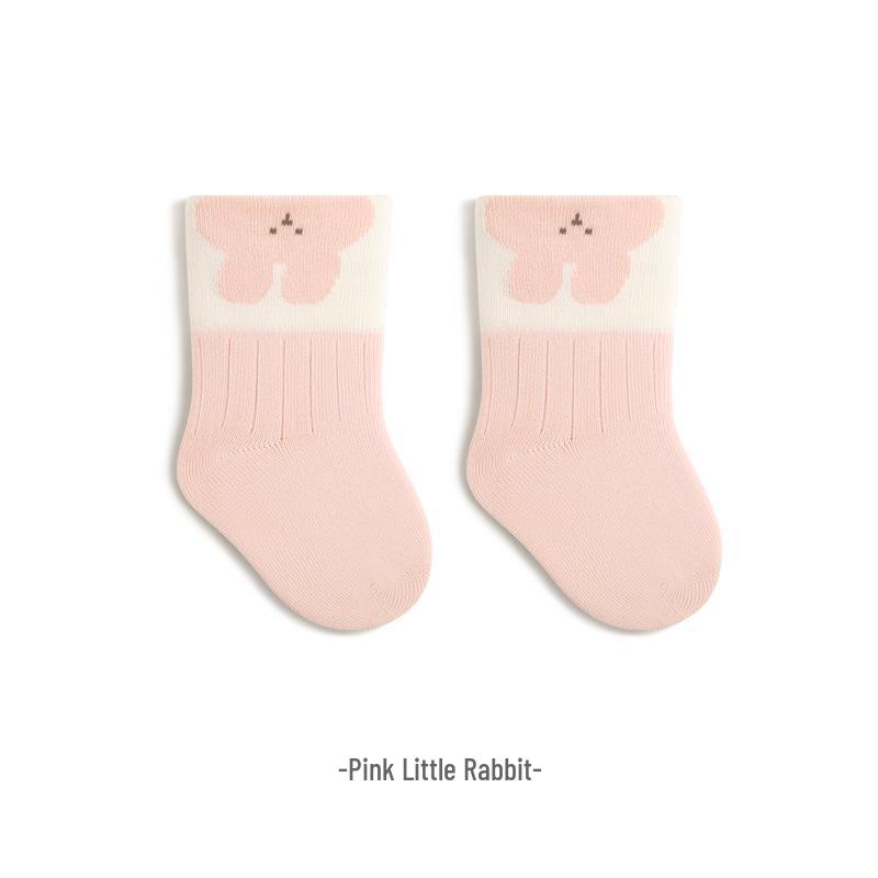 Newborn Cute Cartoon Baby Socks - Seamless Ribbed Cotton for Spring & Autumn