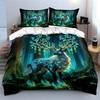 Mystical Glowing Deer In Forest Print Bedding Set 1 Duvet Cover 2 Pillowcases for Adult and Children Luxury Gift Full Size