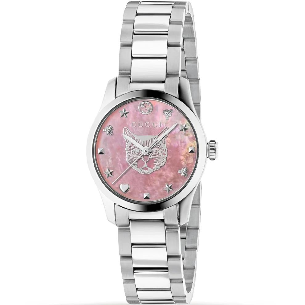 Gucci YA1265013 G-Timeless 27mm dámské růžové hodinky s ciferníkem