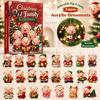 Family Christmas Tree Decor Piggy Advent Calendar, 2D Flat Acrylic 24 Days Hanging Blind Box Ornaments, Decorative Countdown Gift for Holiday