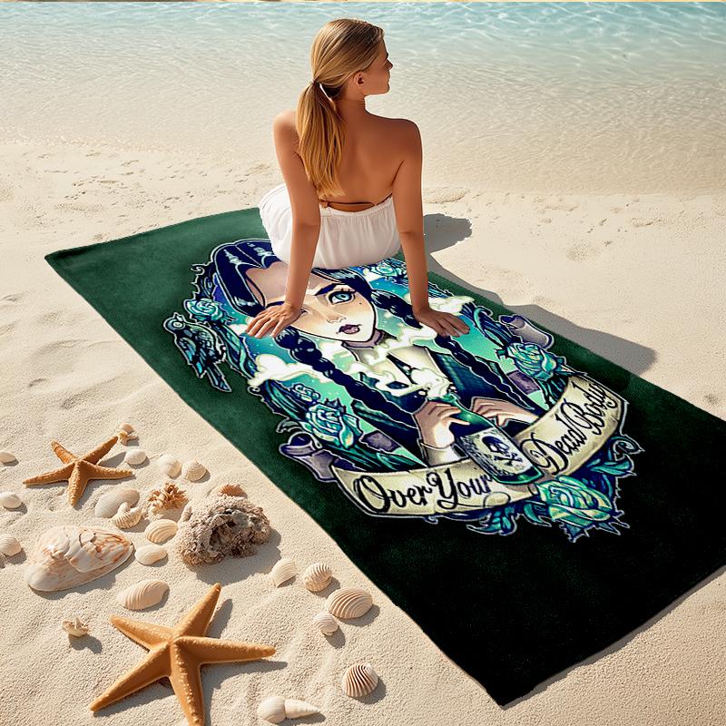 1Pc Dark Gothic Fantasy Beach Towel Quick Dry Multiuse For Beach Pool Gym Yoga Home Travel Christmas Halloween Xmas Gift El145