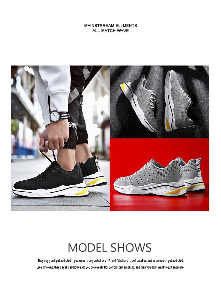 Autumn Men's Invisible Height-Boost Flyknit Sneakers – Breathable and Casual.