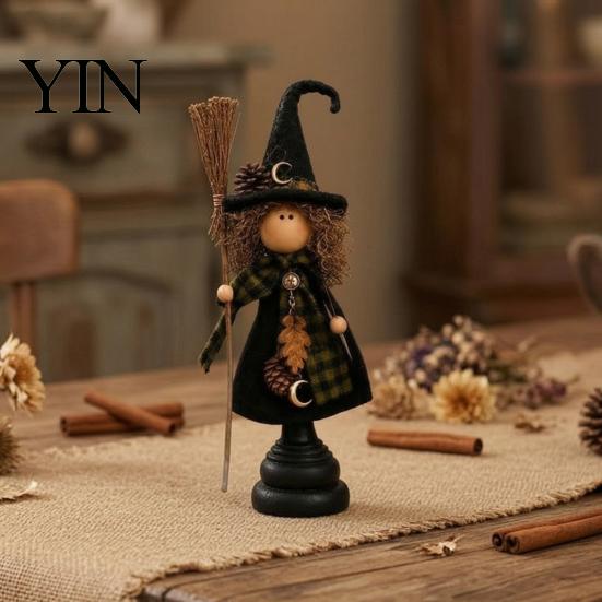 Halloween Lovers Collectibles Rustic Witch Resin Figurine, Fall Tabletop Decor, Vintage Farmhouse Autumn Home Decorations Statue for Mantel