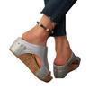 Large size wedge slippers New summer casual European and American fish mouth rivets drag thick heel thick bottom