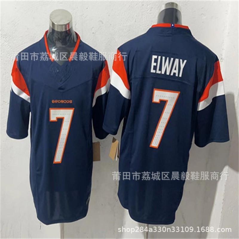 Mens NFL Style Rugby Jersey With Embroidered Numbers 7 Elway 33 Williams 10 Nix 2 Broncos Team