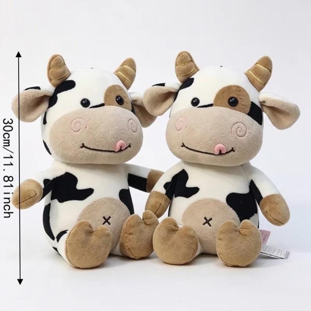 Hug Pillow Cow Plush Toy Soothing Plush Cow Rag Doll Stuffed Cow Animal Room Decoration