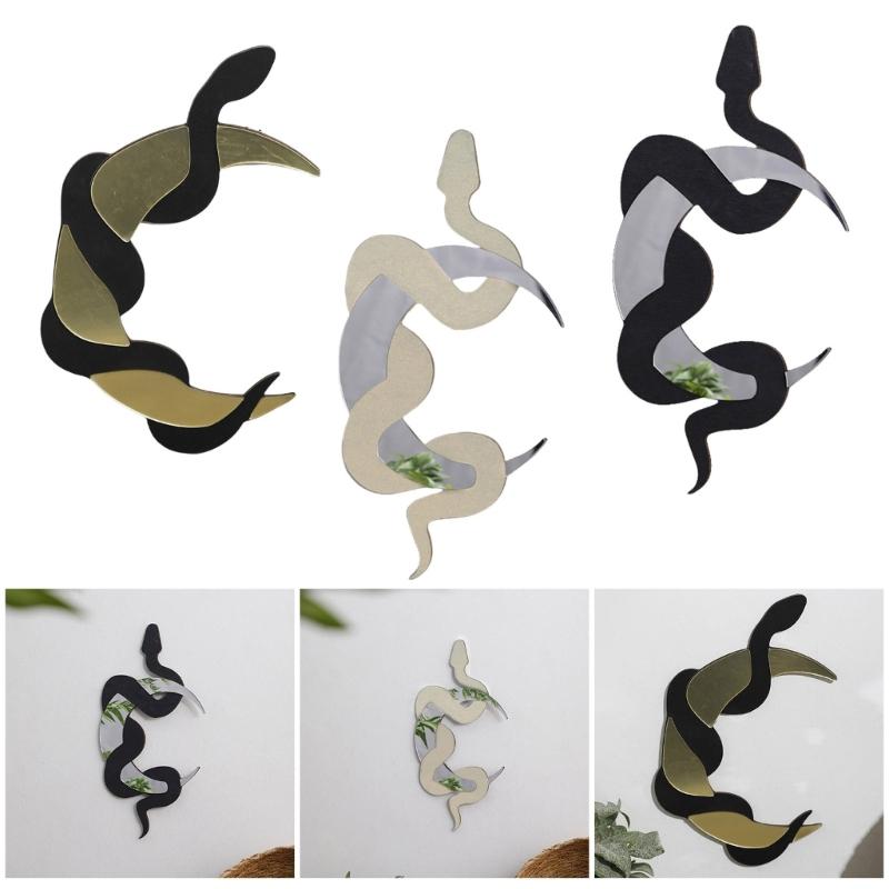 Decorative Crescents Snake Wood Mirror Wall Ornament Fit Diverse Styles Preferences