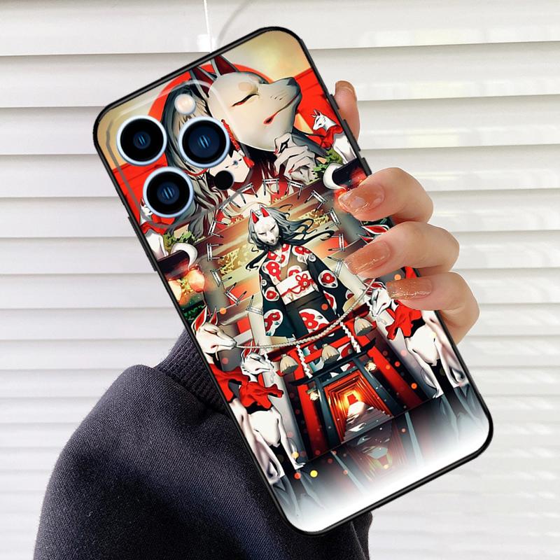 Japanese Style Anime Fox Phone Case For iPhone 16 15 14 13 11 12 17 Pro Max Mini 15 16 Plus 16e 17 Air Cover Fundas