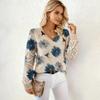 Women's Fashionable Casual Color Button V-Neck Knitted Loose-fitting Sweater Top
