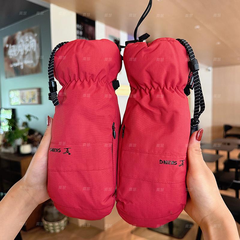 Snowboard Ski Gloves Men's and Women's Outdoor Windproof and Waterproof Inner Five-finger Stewed Finger Warm Gloves Non-slip