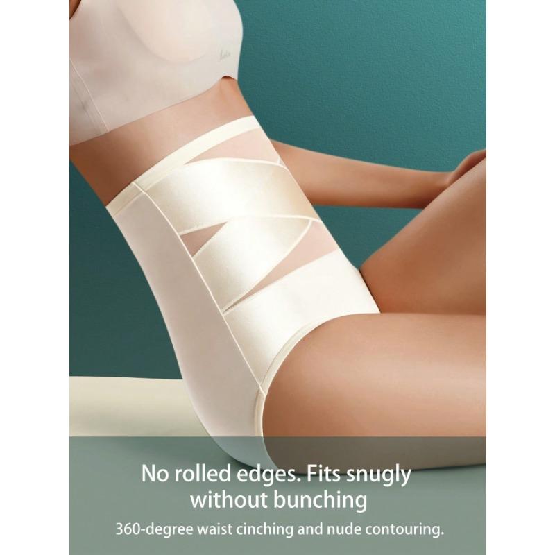 High Waist Cross Compression Mesh Tummy Control Shapewear Briefs