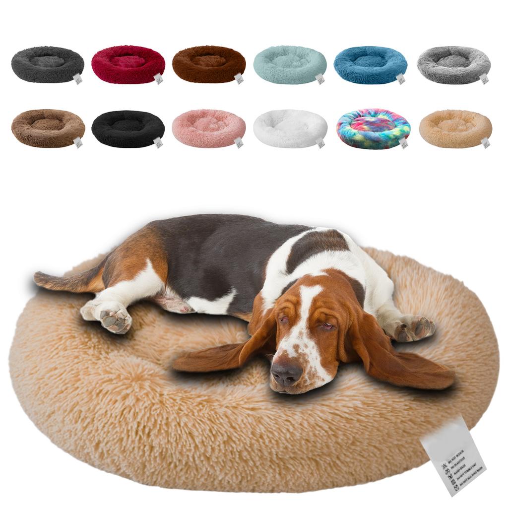 Pet Soft Plush Round Bed Dogs Cats Warm Comfortable Washable Cushion Bed