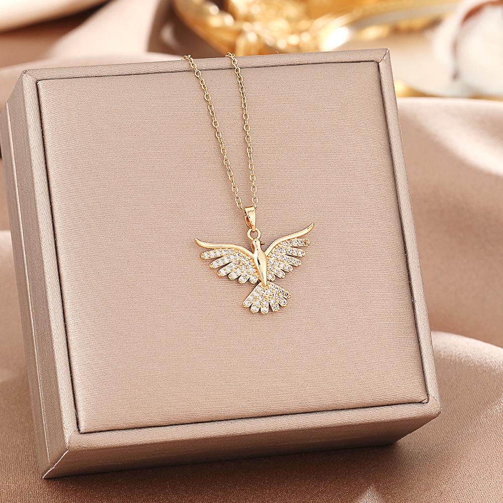 

Ожерелье из титановой стали Phoenix Wings Light Luxury с бриллиантовой цепочкой на ключицу - Новые женские украшения