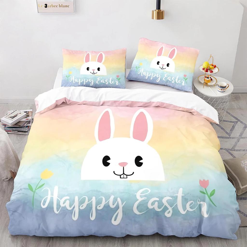 Comforter Kids Bedding Cartoon Rabbit Queen Woodland Animals Comforter Botanical Boys Girls Bedroom Decor