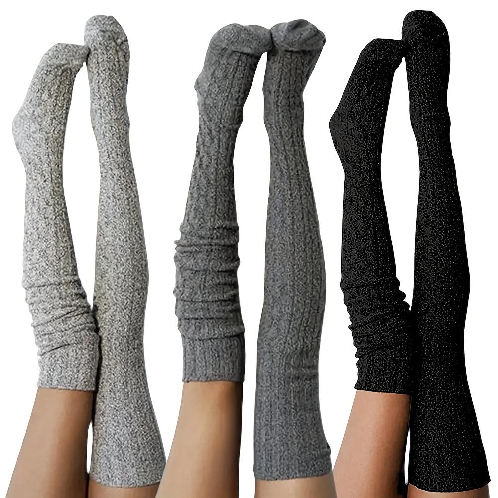 High Quality3 Pairs Women's Thick and Comfortable Knee-high Knitted Socks - Warm and Fashionable College Style, Essential for Cold Weather - For