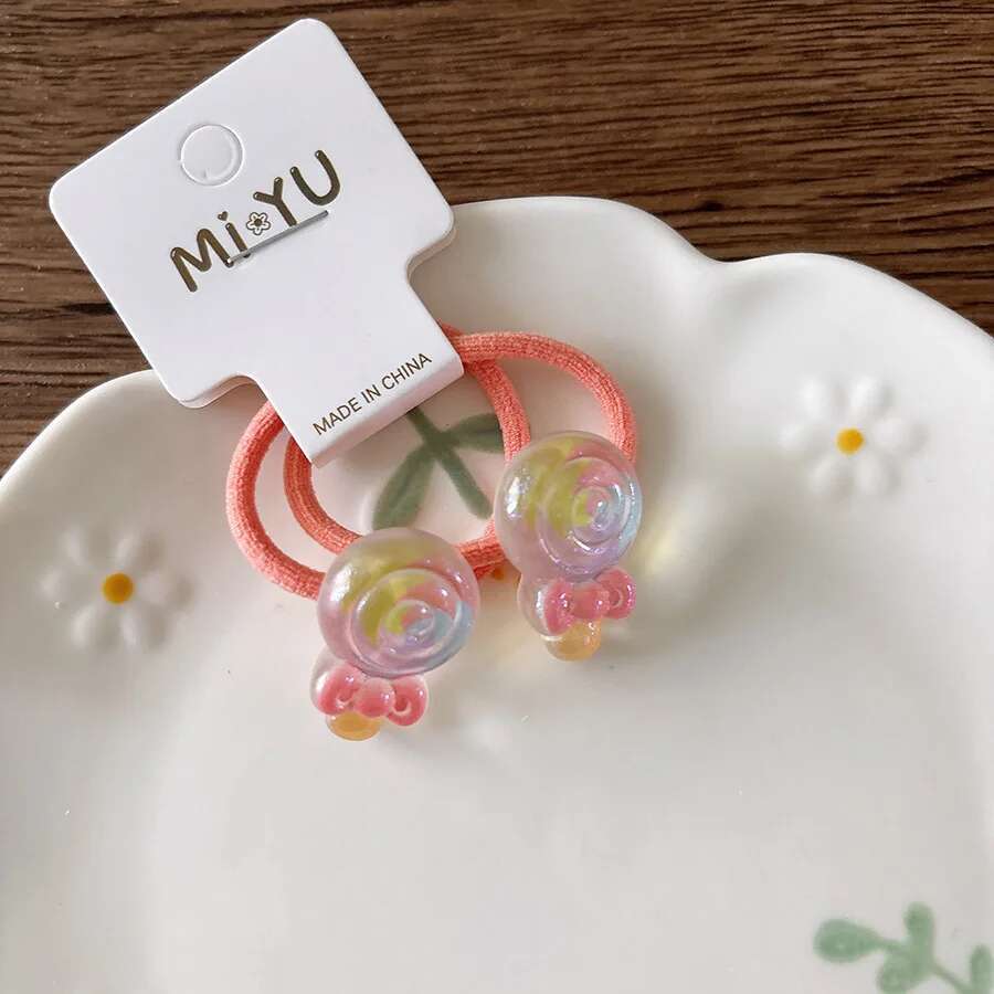 2 PCS Cartoon Sunflower Elastic Hair Bands for Girls Cute Transparent Children Hair Ties Baby Headwear Hair Accessories