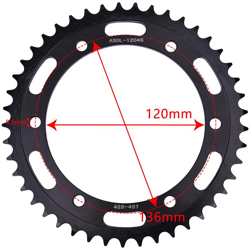 428-45T 48T Motorcycle Rear Star Gear Sprocket for Yamaha TZR250 XT250 N P XTR400 TZR125 R RR TZR80 TDR125 SRX 600 125 250