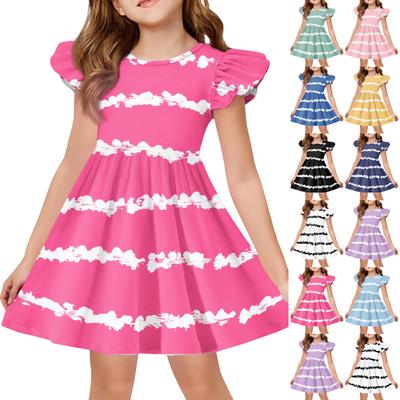 Sommer-Prinzessinnenkleid für Mädchen, A-Linien-T-Shirt-Kleid Ostertag