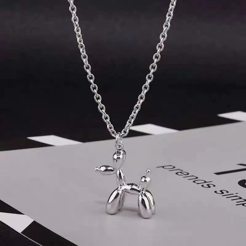 Silver Color Cute Animal Balloon Dog Necklaces Creative Pendant Clavicle Chain Necklace Ladies Girl Jewelry Dropshipping