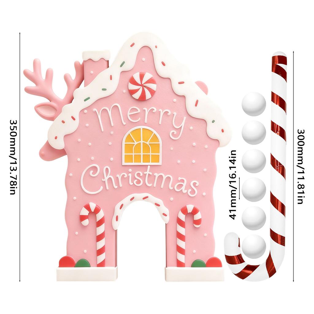 Christmas Gingerbread Golf Game Set W/ Candy Cane Club & 6 Balls Xmas Golf Gingerbread House Kit for Family Holiday Party Decor