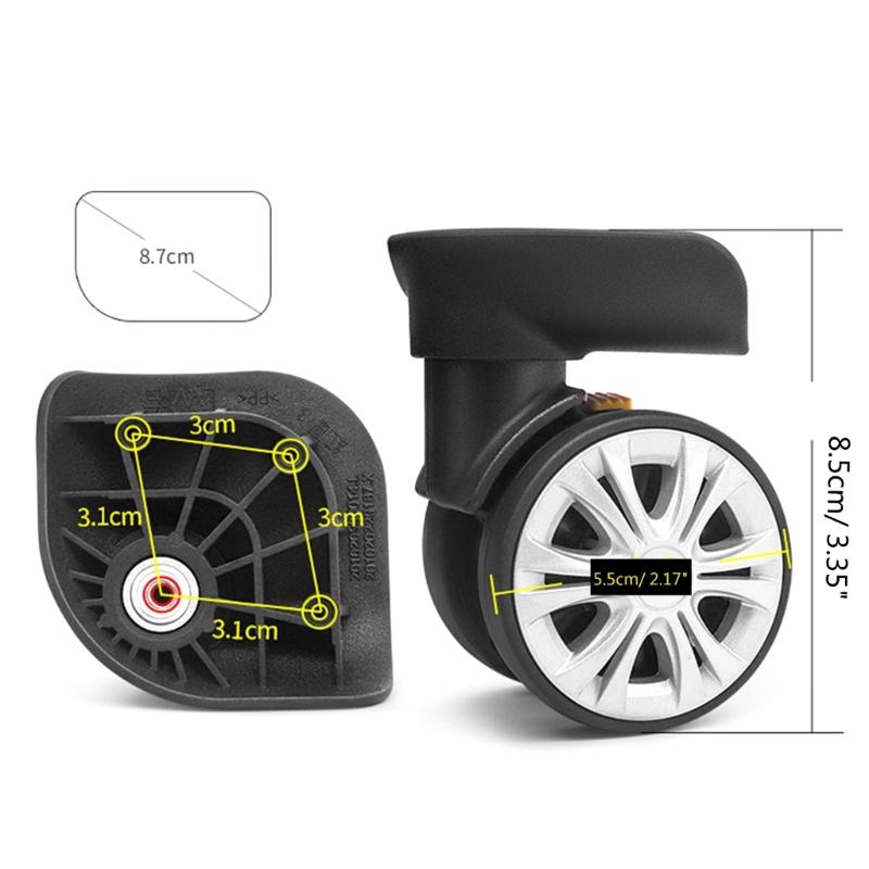 1Pair Luggage Wheels Suitcase Replacement Wheel Roller Hardware Repairing Kit 360 Degree Spinner Caster Heavy Duty Wheel