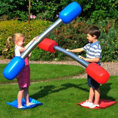 Inflatable Gladiator Game Set Inflatable Battle 2 Sticks & 2 Mats Kit Fun Interactive Outdoor Duel Game for Kids Adults