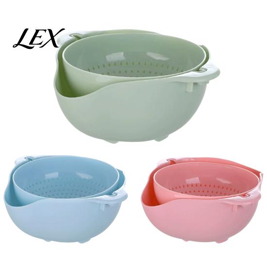 Vegetable Fruit Cleaning Tool Double Layer Washing Basket, Multifunctional Draining Detachable Drainer Bowl & Colander, Strainer for Kitchen