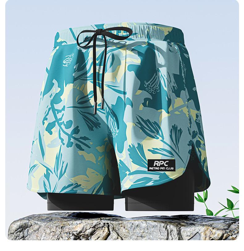Herren Doppellagige Square-Leg Badehose - Fünf-Punkt-Stil, Anti-Peinlichkeit, Professionelle Strandbekleidung für Erwachsene.