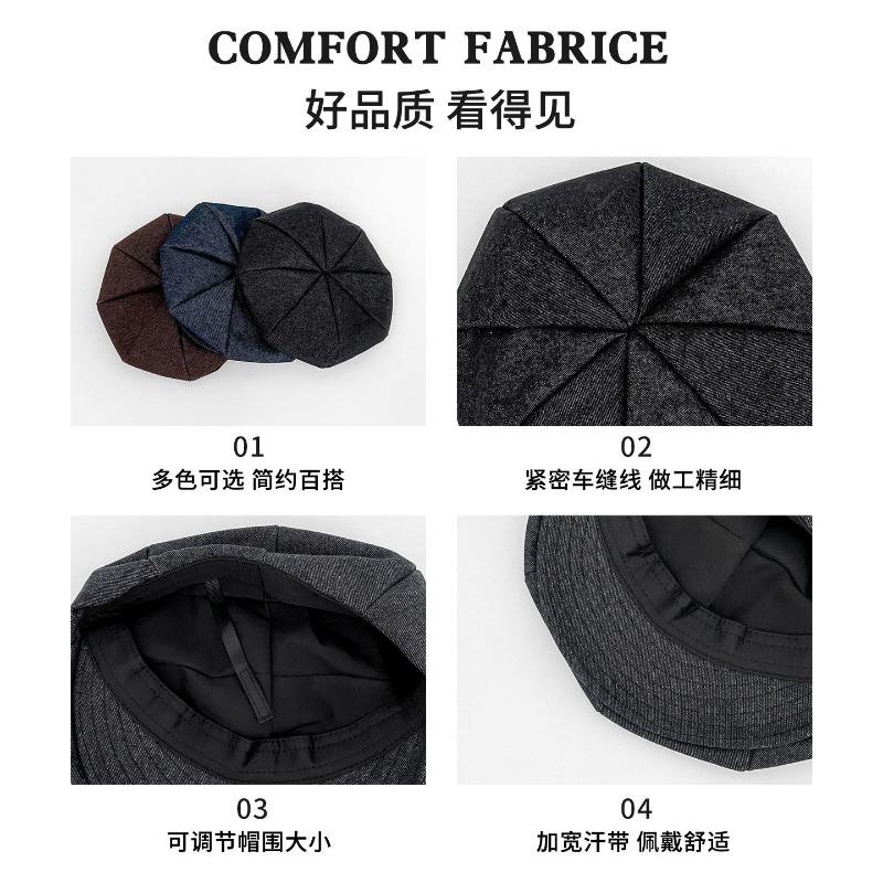 Women S Retro Octagonal Beret Hat Large Head Circumference Fashion Versatile Painter Hat