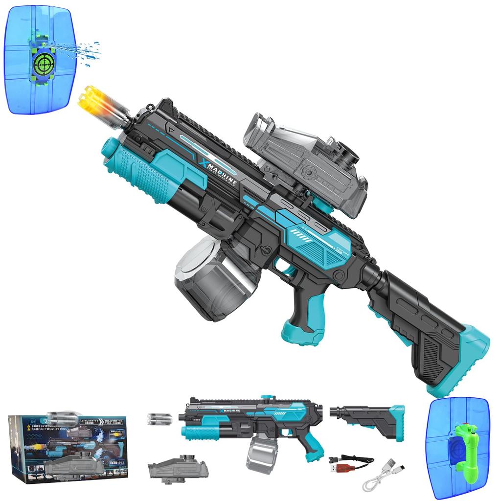 Jecimco Electric Water Gun for Boys and Girls, Birthday Gift for Kids, 1350ML Large Capacity, Outdoor Play, Rapid Fire (Blue and Black)