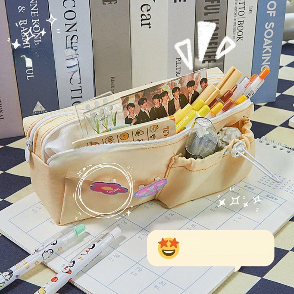 

Supplies Drawstring Pocket Pencil Case with Pins Pencil Pouch Desktop Storage Bags Stationery Bag