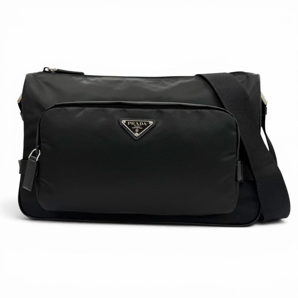 Excellent PRADA Shoulder Bag Black Nylon Mens 2VH191 Used