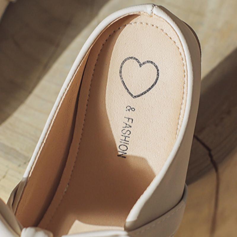 Frühling Neue Französische Zarte Schleife Slipper für Draußen Damen Zehenbedeckte Hausschuhe