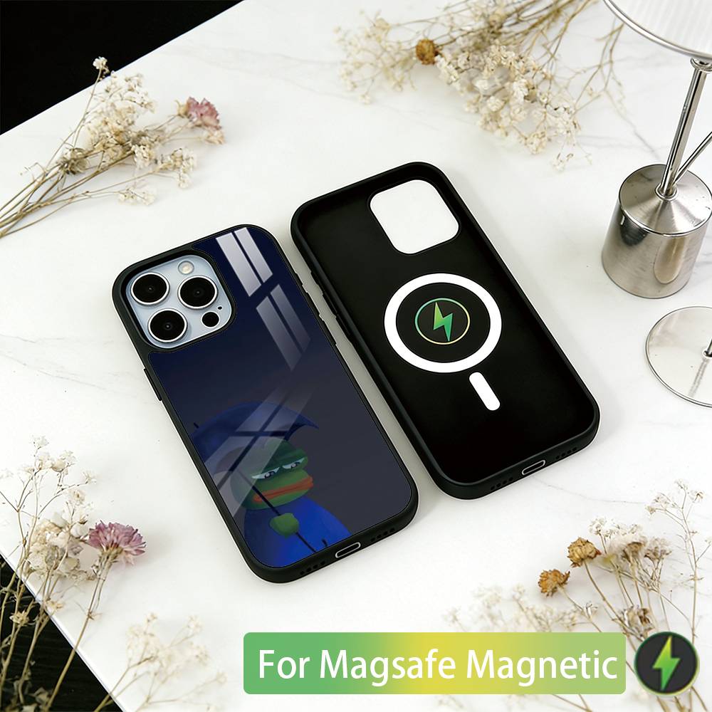 

Funny The P-PEPE Frog Phone Case For iPhone17,16,15,14,13,12,11 Plus,Pro Magnetic For Magsafe Wireless Charging iPhone13ProMax