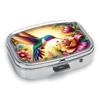 Portapillole Portatile con 2 Scomparti, Mini Custodia Organizer in Metallo per Medicine, Carino Contenitore Stampato per Pillole, Vitamine, Gioielli, Viaggio, Uso Quotidiano