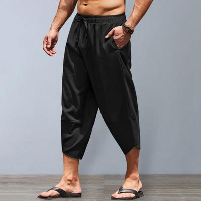 Baggy Pants Fashion Elastic Waistband Comfy Baggy Pants Men Mid-Calf Length Baggy Pants Cropped Pants Streetwear