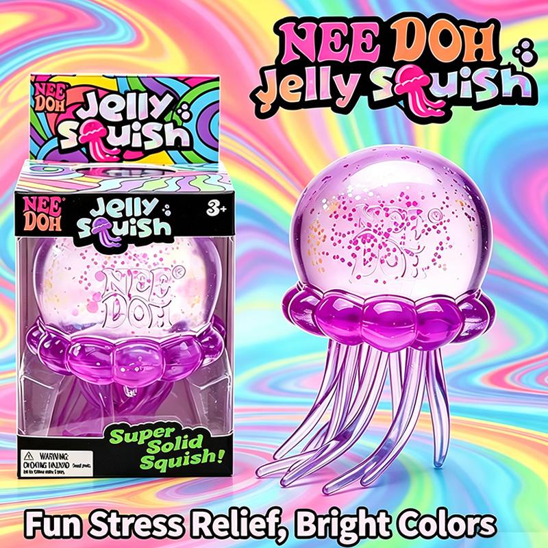 Topmix Needoh Jellyfish Squishy Bright Color Soft Fuzz Ball Squeeze Sensory Toy Stress Relief Anti Anxiety Relaxing Fidget Toy For Kids