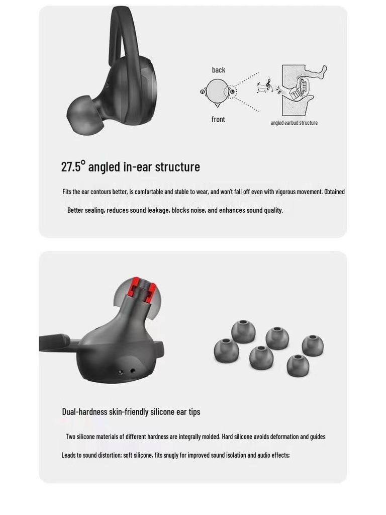 Ear-hook Type-C Wireless Bluetooth Earphones with High-Fidelity, Long Battery Life, and Compact Design for Running