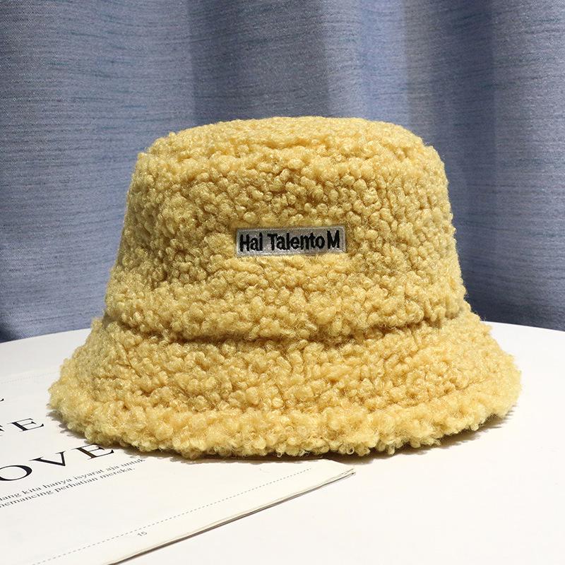 

Женские теплые хлопковые шапки из овечьей шерсти - Осень/Зима, Корейская мода, Ветрозащитный японский стиль ведро One size жёлтый