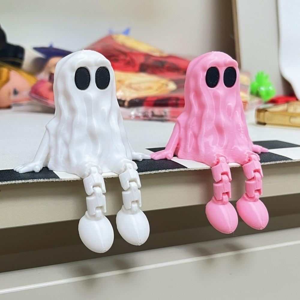 Hand-Painted 3D Printed Ghost Ornament Mini Ghost Fidget Toys Ghost Joint Figurines  Car Room Decor