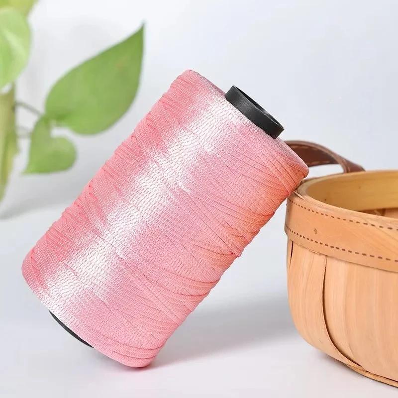 250g/Roll 2.5mm Ice Silk Thread Summer Crochet Yarn for DIY Knitting Bag Shoes Flat Hollow Yarn Hand-knitted Thread Supplies