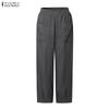 ZANZEA Women Casual Elastic Waist Loose Summer Croppe Pants
