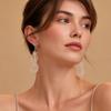 1pair Metal Shell Tassel Earrings Round Shell Fringed Drop Earrings Acrylic Disc Earrings  Women