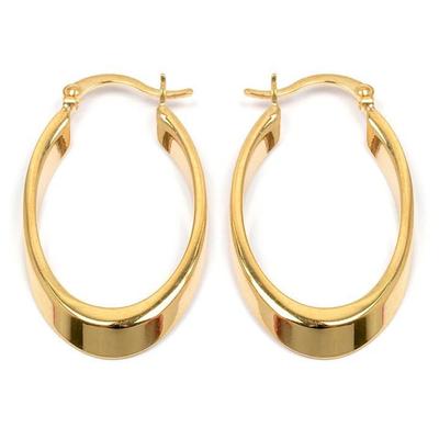 [M9476] - Gold Plated Hoop Earrings 'Valse' Gold - 35x20x2 Mm