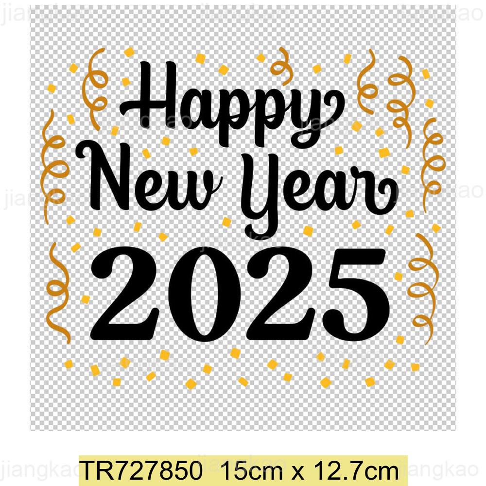 2025 New Year Patch for Clothing Iron-On Transfers for T-Shirt DIY Sticker Hello 2025 New Year Patch Heat Transfer Sticker