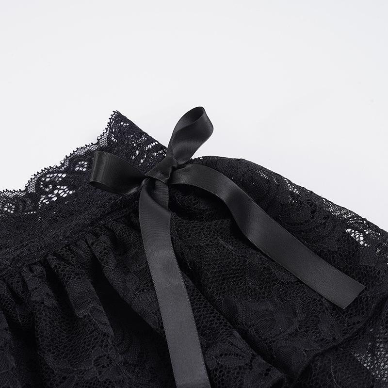 Sweet Girl Lace Patchwork Layered Mini Skirt with Bow - European & American Style